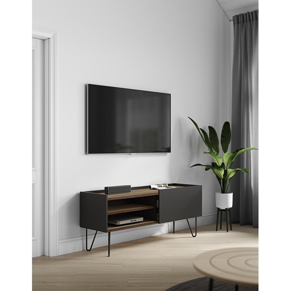 Tavolo TV marrone-nero in noce 140x59 cm Nina - TemaHome-image-1