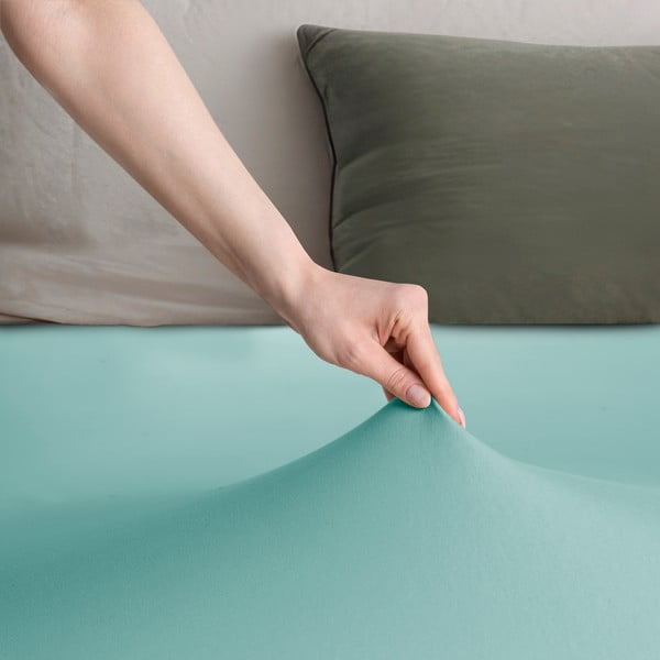 Lenzuolo con angoli turchese in jersey 140x200 cm Amber – Restilo-image-1