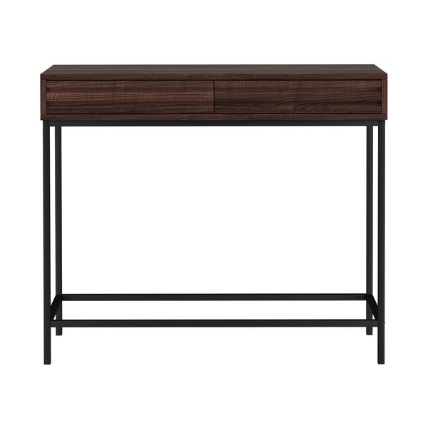 Consolle marrone scuro con piano effetto noce 35x90 cm Celine - Støraa-image-4