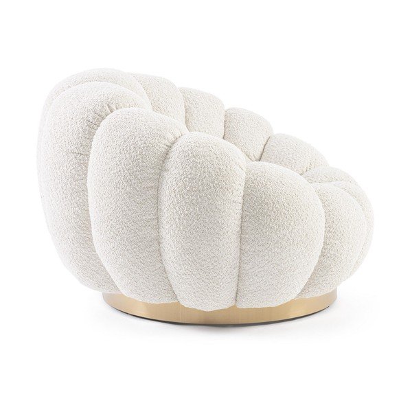 Poltrona color crema girevole con rivestimento in bouclé Florel – Bizzotto-image-3
