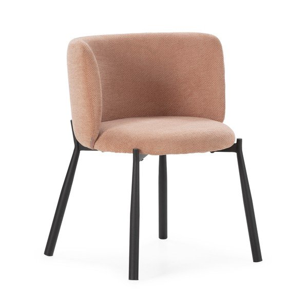 Set di sedie da pranzo color pesca in imbottito 2 pz Ginny – MOME