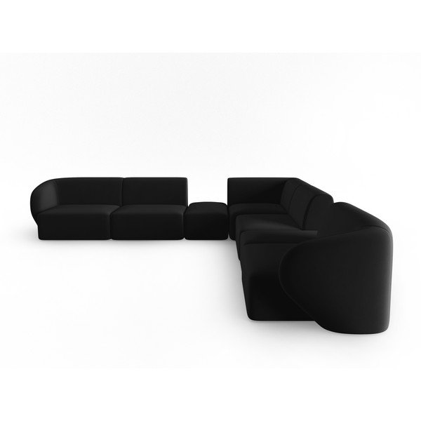 Divano angolare nero con rivestimento in velluto Paolo – Milo Casa-image-2