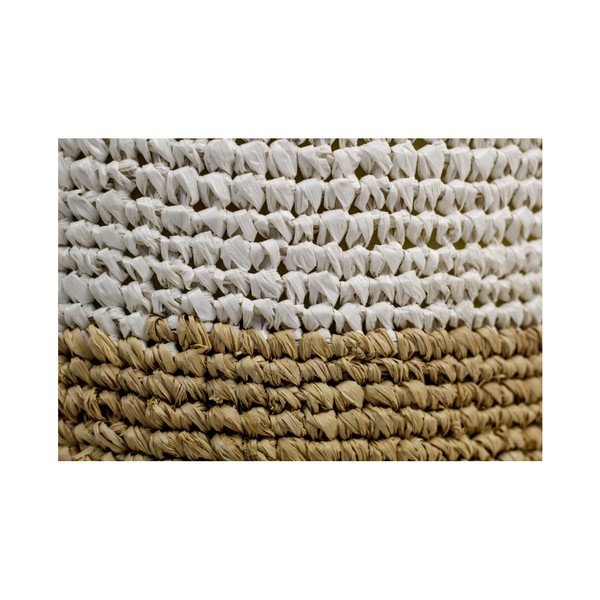 Pouf in rafia con dettaglio in rafia bianca, 40 x 50 cm - HSM collection-image-1