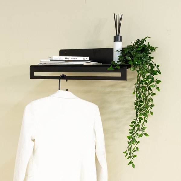 Attaccapanni da parete nero in metallo con scaffale 60 cm Sway – Spinder Design-image-1