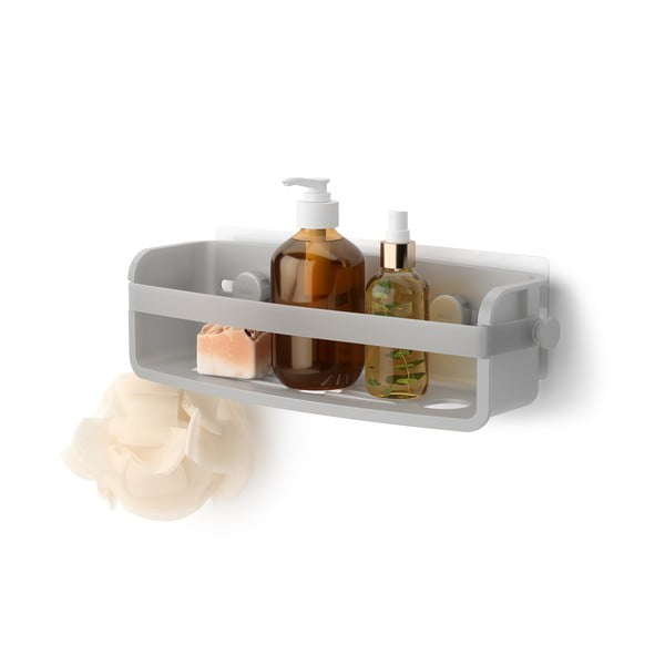 Mensola da bagno autoportante grigia in plastica riciclata Flex Adhesive - Umbra-image-3