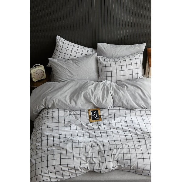 Biancheria da letto matrimoniale bianca con lenzuolo 200x220 cm Geometric - Mila Home
