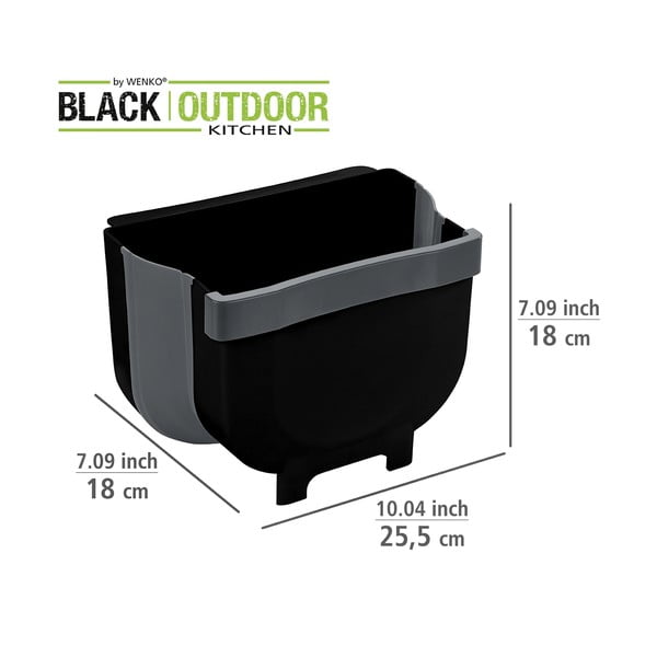Cestino nero sospeso , 5 l Black Outdoor Kitchen Fago - Wenko-image-4