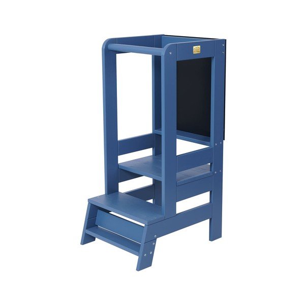 Torre di apprendimento blu in pino massiccio Montessori – Meowbaby