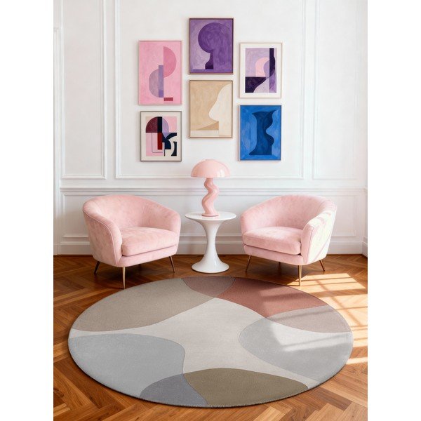 Tappeto rotondo beige in lana tessuto a mano ø 160 cm Hackney Clarissa – Ted Baker-image-1