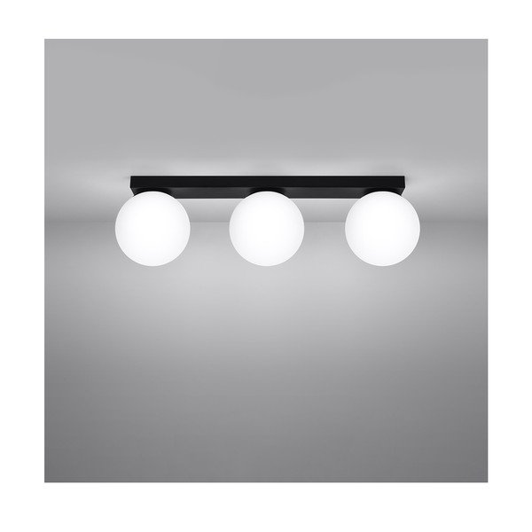 Lampada da soffitto nera con paralume in vetro ø 12 cm Umerta - Sollux-image-2