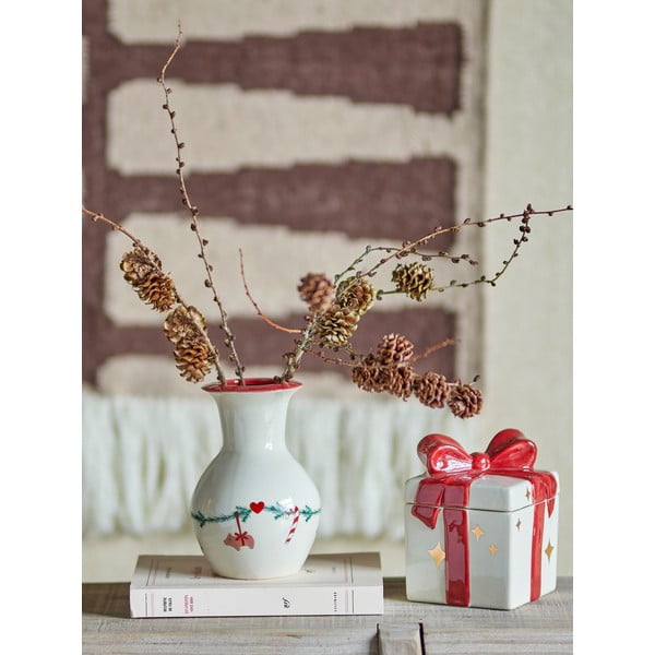 Vaso bianco in gres a tema natalizio (altezza totale 16 cm) Yule – Bloomingville-image-1