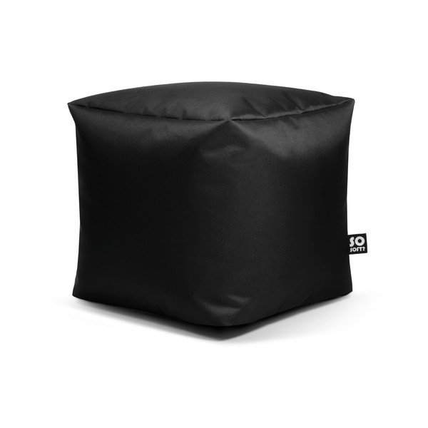 Pouf per bambini nero con rivestimento in finta pelle Cube M – So Soft?
