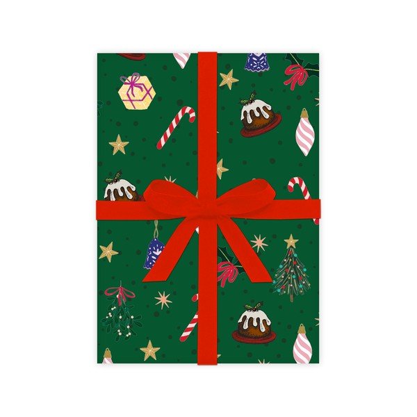 5 fogli di carta da regalo verde , 50 x 70 cm Christmas Fun - eleanor stuart-image-2