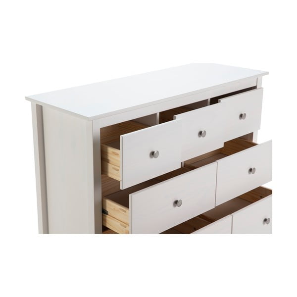 Cassettiera bassa bianca in legno di pino massiccio 110x80 cm Berna - Marckeric-image-4