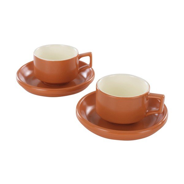 Tazzine in set con piattino arancioni in ceramica 4 pz 300 ml Thelma – Jotex