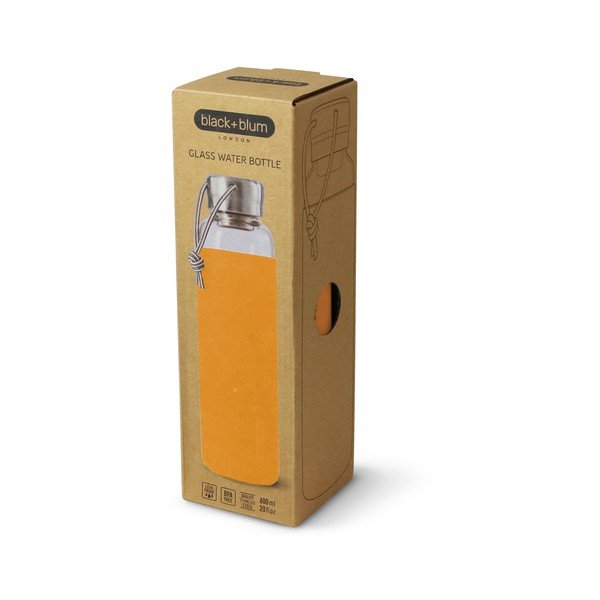 Borraccia in vetro con custodia in silicone arancione, 600 ml G-Bottle - Black + Blum-image-2