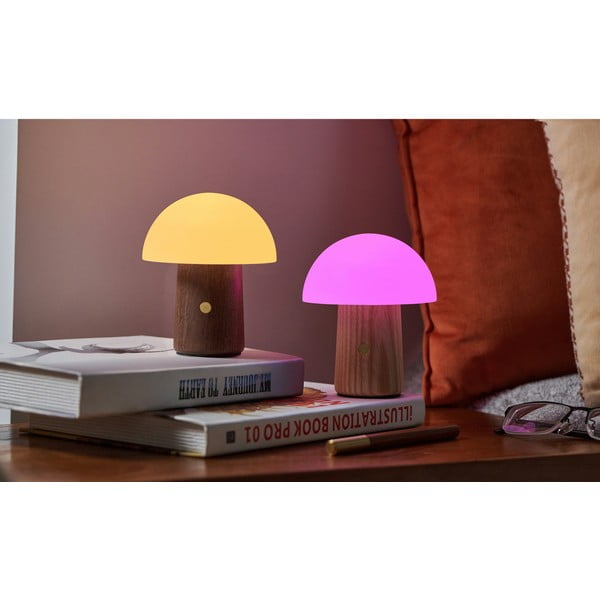 Lampada da tavolo LED bianca/colore naturale scuro (altezza totale 12,5 cm) Alice Mushroom – Gingko-image-1
