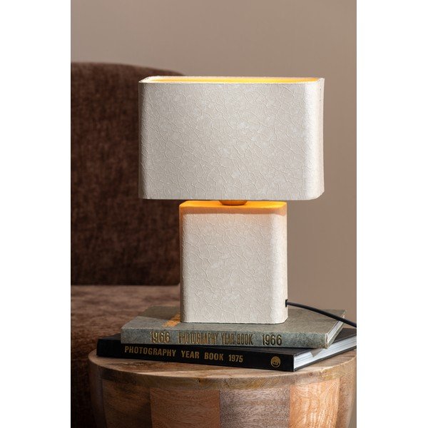 Lampada da tavolo beige in metallo (altezza totale 33 cm) Boaz Recto – Leitmotiv-image-1