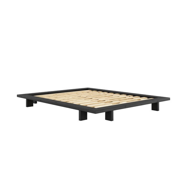 Letto matrimoniale nero in legno di pino con griglia 160x200 cm Japan - Karup Design