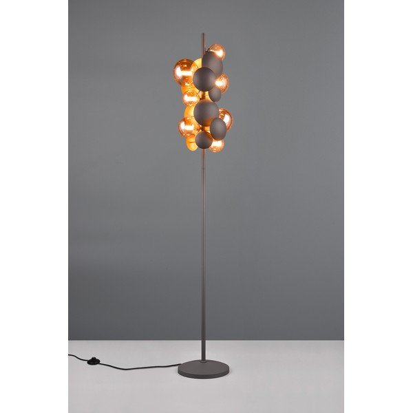 Lampada da terra con paralume in vetro grigio-oro (altezza 155 cm) Bubble - Trio Select-image-1
