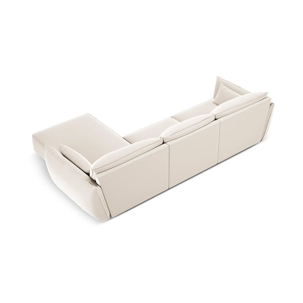 Divano angolare beige (con penisola a destra/con chaise lounge) con rivestimento in velluto Vanda – Mazzini Sofas-image-3