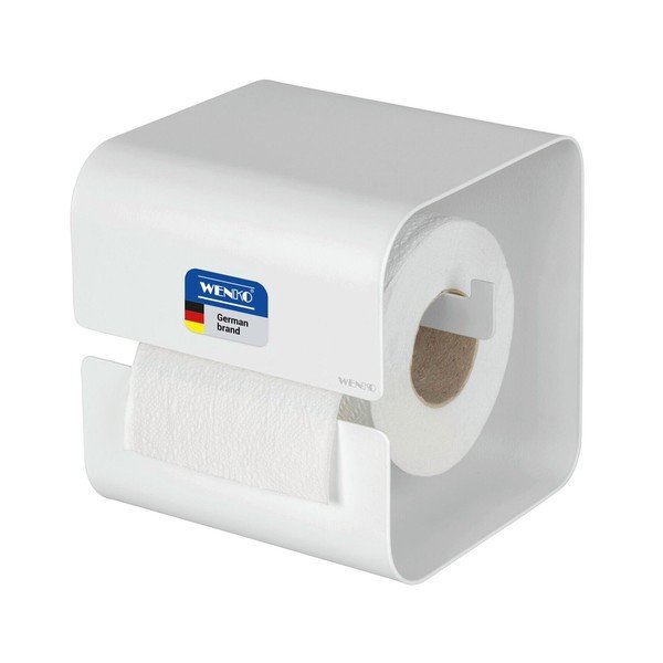 Porta carta igienica senza foratura bianco in acciaio con aggancio Turbo-loc Lizan – Wenko-image-3