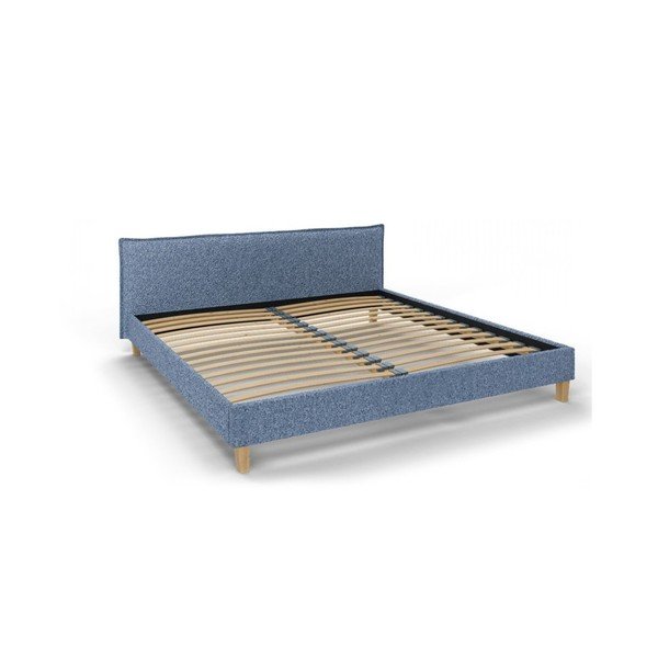 Letto matrimoniale imbottito blu con griglia 200x200 cm Tina - Ropez