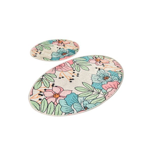 Set di 2 tappetini ovali per il bagno Pastel Bloom - Foutastic