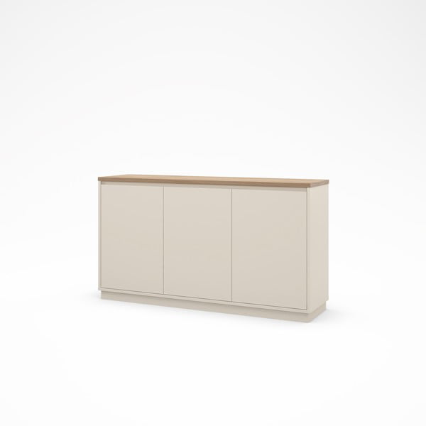 Cassettiera beige con effetto rovere 152x84x40 cm Loreta – Marckeric-image-3