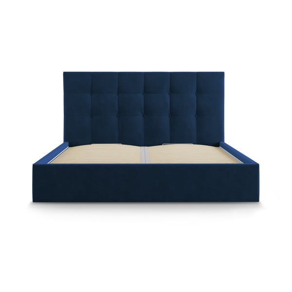 Letto matrimoniale imbottito blu scuro con contenitore con griglia 160x200 cm Nerin - Mazzini Beds-image-2