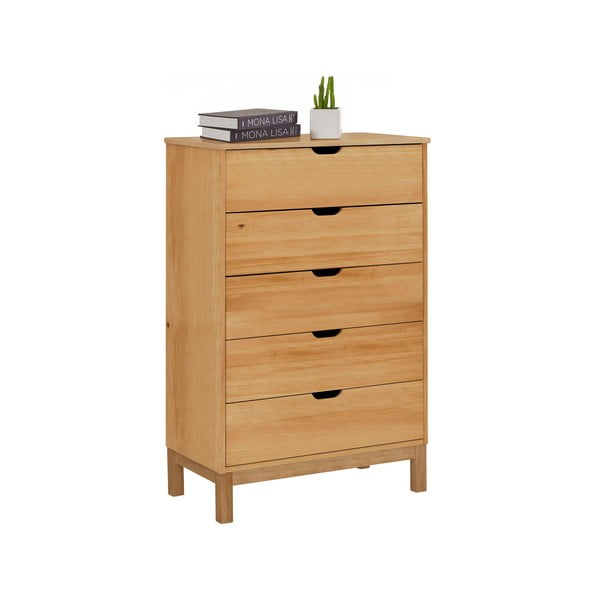 Cassettiera alta in legno di pino in colore naturale 113x39 cm Post - Støraa-image-2