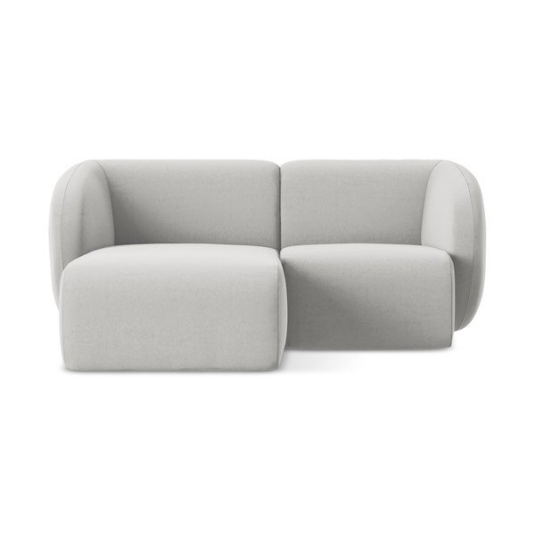 Divano angolare grigio chiaro (con penisola a sinistra/con chaise lounge) con rivestimento in velluto Lani – Makamii