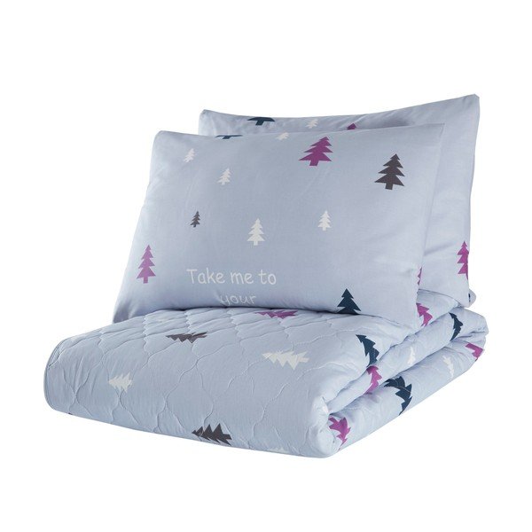 Set con copriletto e federa azzurro in cotone renforcé 240x225 cm Takeme – Mijolnir