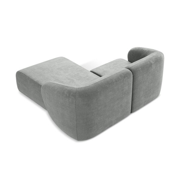 Divano angolare grigio (con penisola a destra/con chaise lounge) con rivestimento in ciniglia Lani – Makamii-image-3