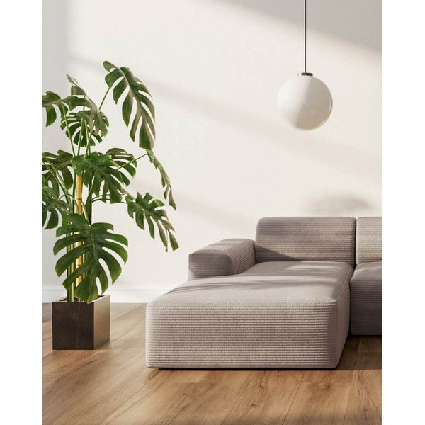 Divano letto in velluto a coste beige (angolo sinistro) Fluvio - MESONICA-image-4