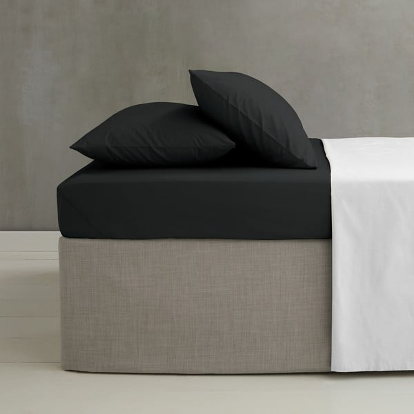 Lenzuolo con angoli nero in percalle 150x200 cm Easy Iron Percale – Catherine Lansfield-image-1