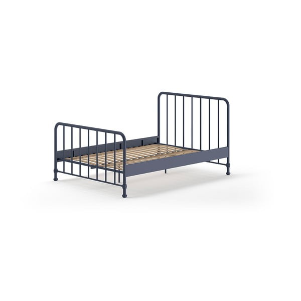 Letto singolo blu in metallo con rete 140x200 cm BRONXX - Vipack-image-2