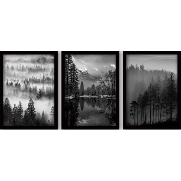 Dipinti in set di 3 pezzi 35x45 cm Black & White - Wallity