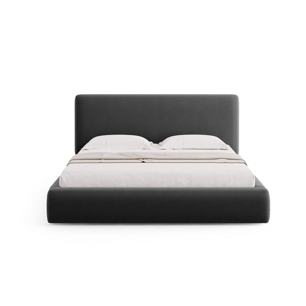 Letto matrimoniale imbottito grigio scuro con contenitore e doghe 180x200 cm Colonel - Cosmopolitan Design-image-3