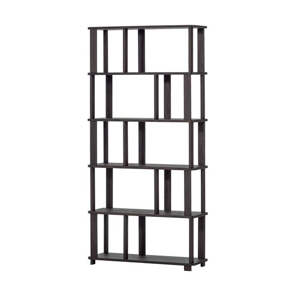 Libreria marrone scuro in rovere massiccio 90x186x30 cm Riss – WOOOD-image-2