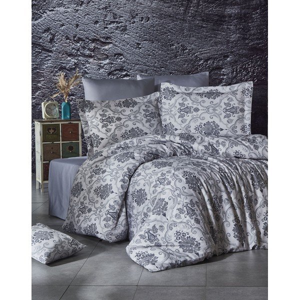 Lenzuola in cotone sateen grigio con lenzuolo Nazenin Home Joho, 200 x 220 cm - Mijolnir