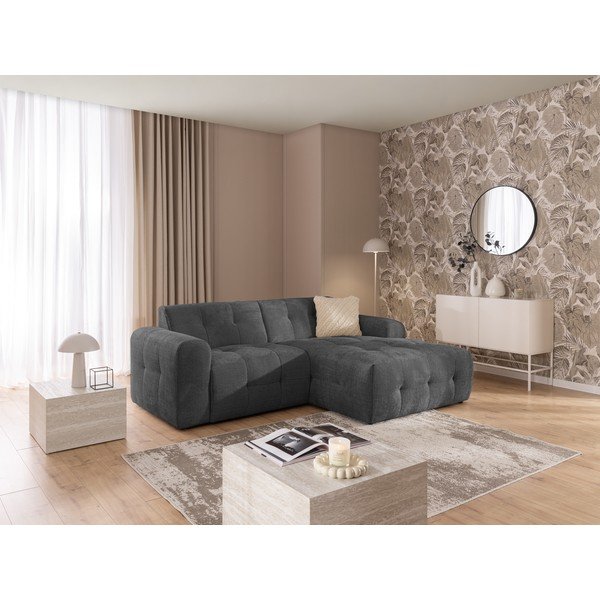Divano angolare grigio scuro (con penisola a destra/con chaise lounge) Melva – Ropez-image-1