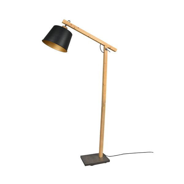 Lampada da terra in nero e naturale con paralume in metallo (altezza 156 cm) Harris - Trio