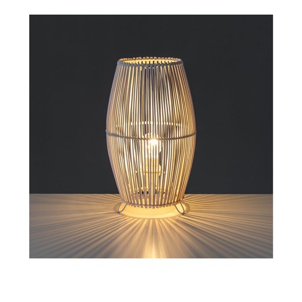 Lampada da tavolo bianca con paralume in bambù (altezza 29 cm) - Casa Selección-image-1