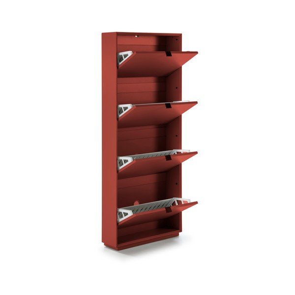 Scarpiera rossa con 4 cassetti Luka - Marckeric-image-3