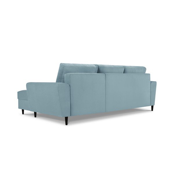 Divano letto angolare in velluto a coste azzurro, angolo destro Moghan - Micadoni Home-image-4