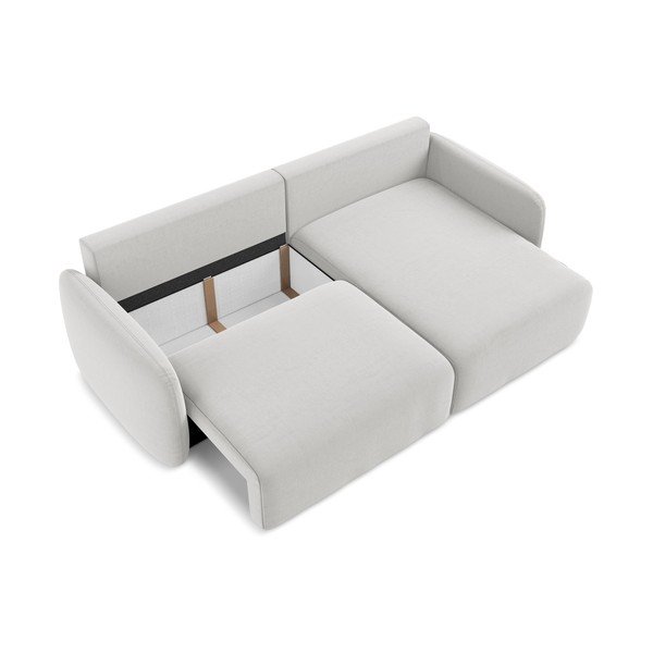 Divano angolare grigio chiaro allungabile/con contenitore (con penisola a destra/con chaise lounge) con rivestimento in velluto Kalena – Makamii-image-4