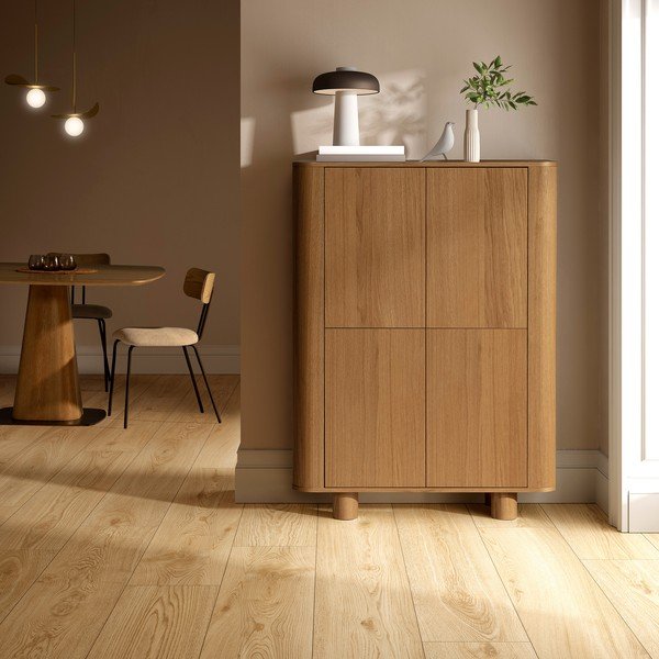 Armadietto di colore naturale con effetto rovere 100x133x40 cm Padoc – MOME-image-2