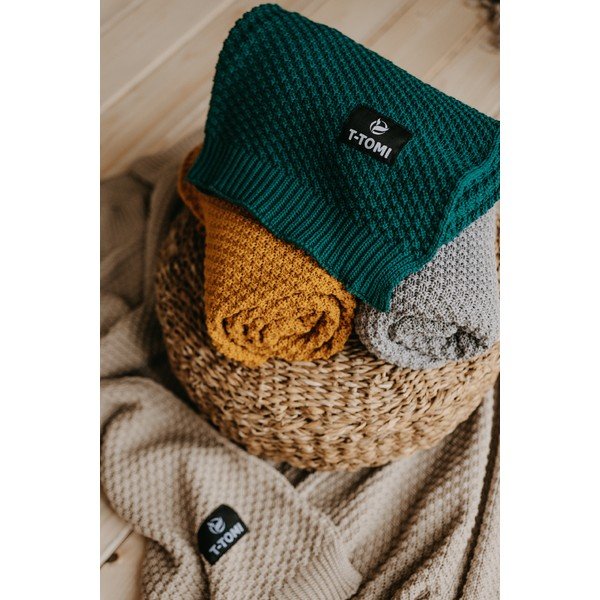 Coperta per neonati in maglia color senape 80x100 cm - T-TOMI-image-3