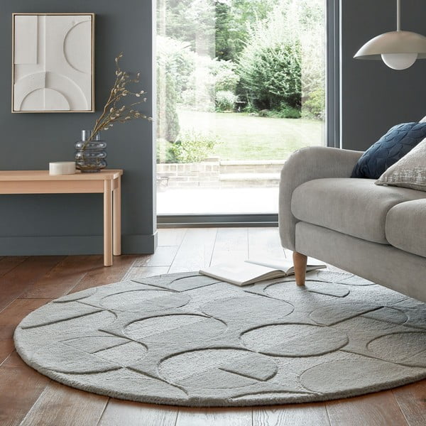 Tappeto rotondo in lana grigia ø 160 cm Gigi - Flair Rugs-image-1